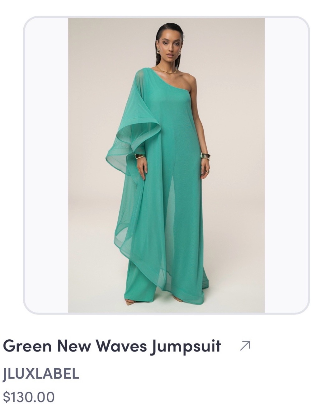 NWT- size L JLUXLABEL Teal One-Shoulder Draped Jumpsuit